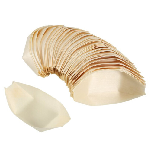 200X Bouchées - Bols, Bois Biodégradable "Bateau" 11 cm x 6,5 cm 2