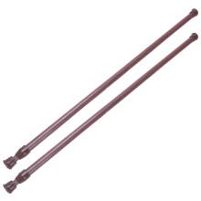 2X VarõEs de Poste de Trilho de Cortina de TensãO de Rede TelescóPica ExtensíVel com Mola, 55-90 Cm, Cor de Madeira