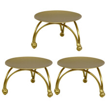 CastiçAl Estilo Europeu CastiçAis de Ferro Mesa Redonda Retro Dourada para Casa Ornamento Festivo 3 PeçAs