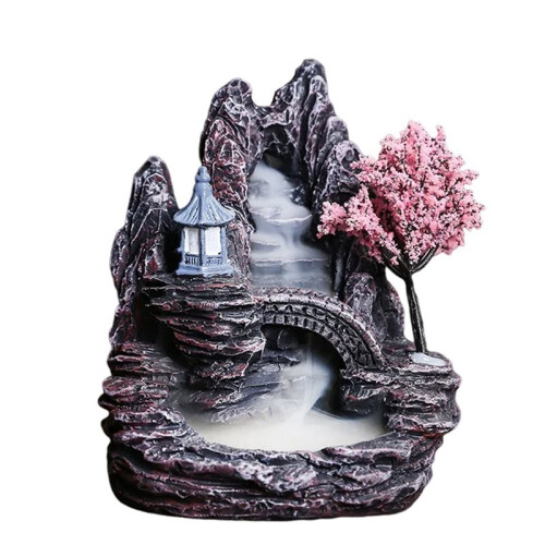 5X High Mountain Flowing Waterfall Backflow Incense Burner Home Fragrance Diffuser Incense Burner Decoration,E 1