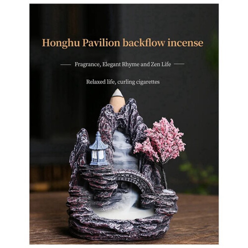 5X High Mountain Flowing Waterfall Backflow Incense Burner Home Fragrance Diffuser Incense Burner Decoration,E 2