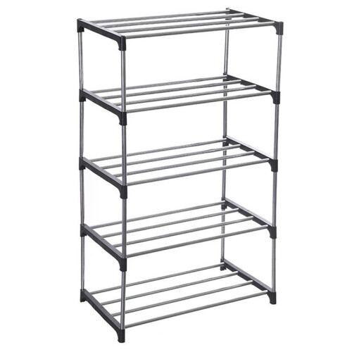 4X Stackable Small Shoe Rack, Entryway, Hallway and Closet Space Saving Storage and Organization (5-Tier, Black) 2