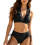 Two Piece Polyester Texture Swimming Cloth Suitable-Black XL 1