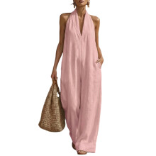 Modieuze jumpsuit met wijde pijpen, zachte-Roze XXXL
