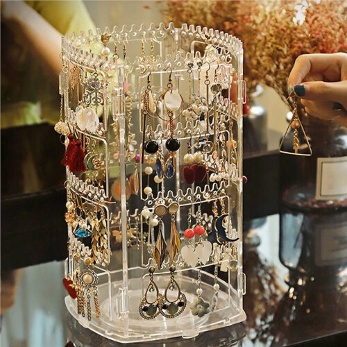 1 Espositore Girevole per Gioielli, Clip per Orecchini, Orecchini, Orecchini e Porta Collane. 2