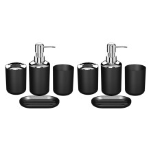 8 Pcs Plastic Bathroom Accessory Set,Bath Toilet Brush Accessories Set with Toothbrush Holder,Toothbrush Cup(Black)