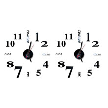 2X 3D DIY Wall Clock Modern Design Large Acrylic Clocks Home Sticker Room Decor Clock the Wall Numbers-Black