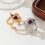 Bagues gothiques épées d'amour, 2 pièces,-Couleur or rouge 9