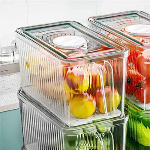 Handle Refrigerator Storage Box Food Grade Kitchen Organizer for Vegetables Eggs Freezer Safe Container with Lid 1