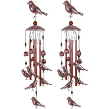 2X Campanelli Eolici per Uccelli Campanelli Un Vento Nel Metallo Impermeabili con 4 Tubi Nel Alluminio 6 Campane Carillon Un Vento Romantico per La