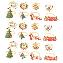 24X Christmas Napkin Rings Napkin Holder Rings for Holiday Christmas Table Decoration Elk Napkin Buckle