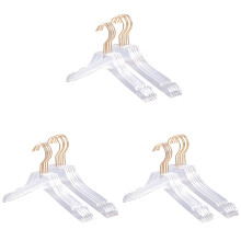 15 Pcs Clear Acrylic Clothes Hanger with Gold Hook, Transparent Shirts Dress Hanger with Notches for Lady Kids L