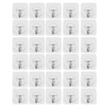 30 Packs Reusable Adhesive Hooks,Transparent Heavy Duty Wall Hooks with No Scratch, Waterproof and Oilproof