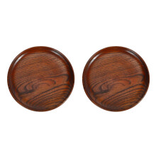 2X Vajilla Bandeja de Plato de Pan de Madera Suave del Hogar Utensilios de Cocina Plato de Condimento Redondo