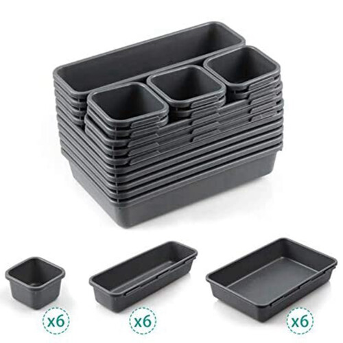 36 Pack Interlocking Drawer Organizer Tray, Multi-Purpose Desk Drawer Tray Organizer for Kitchen Bathroom Bedroom 1