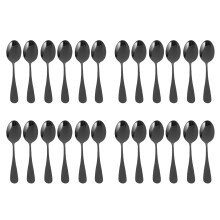 Black Teaspoons Teaspoons, Stainless Steel Cake Spoons, Scoop for Ice Cream , Set of 24 (Black Coffee Spoons)