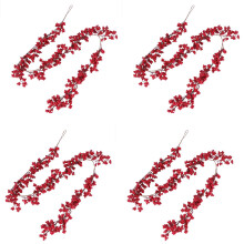 4pcs 5.9 Ft Christmas Red Berry Garland Artificial Burgundy Red Pip Christmas Garland