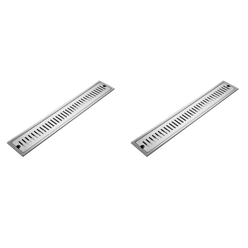 2X Rectangular Linear Shower Floor Drain Long Linear Drainage Channel Drain for Hotel Bathroom Kitchen Floor 20cm