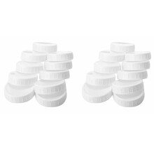 20Pcs Plastic Storage Caps Lids Ribbed for 70mm Standard Regular Mouth Mason Jar Bottle