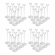 40Pcs 8.6 Inch Tall Place Card Holders Heart Shape Table Number Holder Stands Picture Photo Note Memo Clip for Wedding