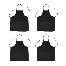 4X Unisex Grembiule da Cucina con 2 Tasche Nero in Medio