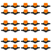 Valve with 4/7mm Hose Garden Irrigation Barbed Water Flow Control Valve Agriculture Tools Drip Fittings 30 Pcs
