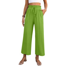 Cropped damesbroek met wijde pijpen, wijd uitlopend en-Groen XXL