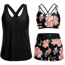 Ensemble de bain à la mode pour femmes, tankini, haut,-Noir M