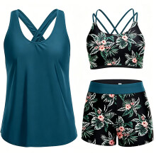 Maillots de bain pour femmes Ensemble 3 pièces-Vert malachite M