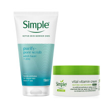 Simple Pore Scrub 6 Pack + Night Cream 6 Pack