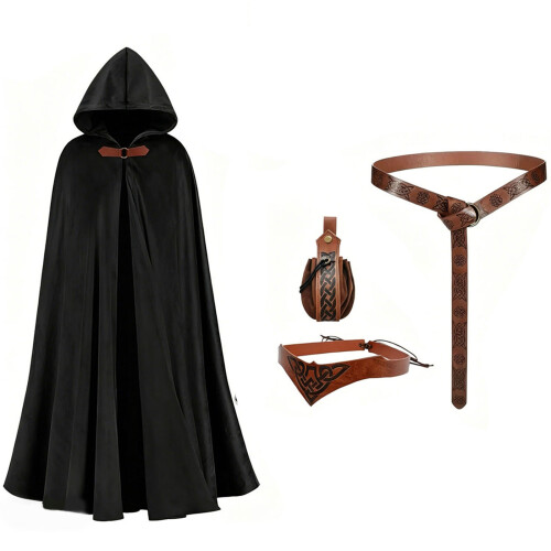 Costume de Chevalier médiéval Halloween Chevalier Pirate-Noir