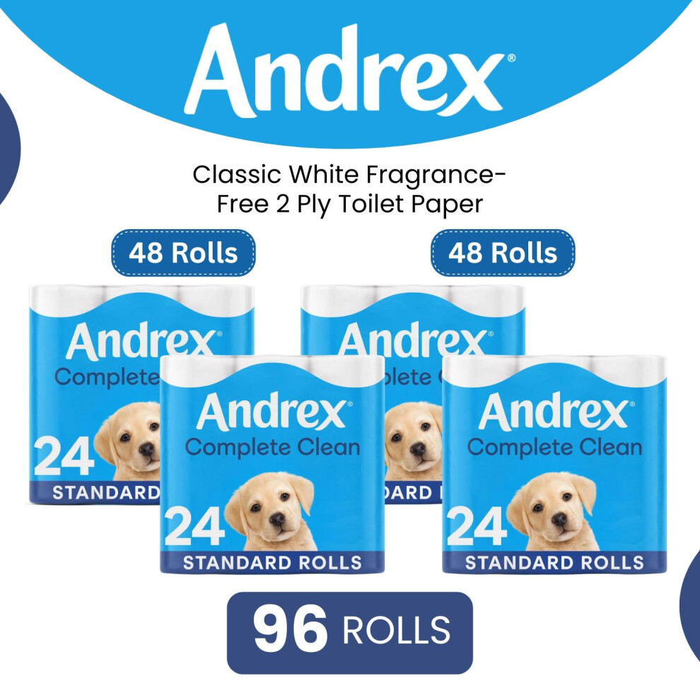 Andrex Toilet Rolls x96 Classic Clean Fragrance-Free 2 Ply Toilet Paper - Image 3