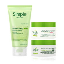 Simple Face Wash + Day Cream + Night Cream Set