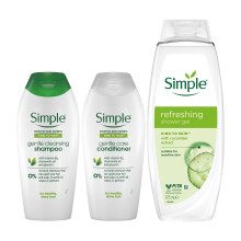 Simple Hair Shampoo + Conditioner + Shower Gel
