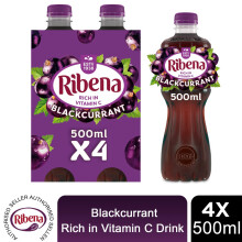 Ribena Blackcurrant Juice Drink Fat-Free Vitamin C 4x500ml
