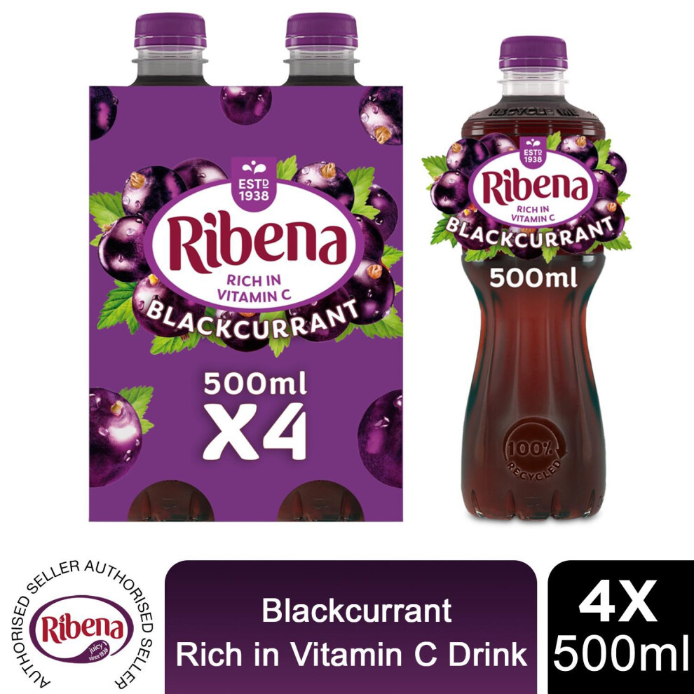 Ribena Blackcurrant Juice Drink Fat-Free Vitamin C 4X500ml