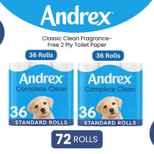 Andrex Toilet Rolls x72 Classic Clean Fragrance-Free 2 Ply Toilet Paper