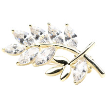 Decoratieve Blad Broche Pin Met Zirkonia Vrouwen Cadeau
