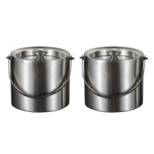 2X 3L 2 Tier Edelstahl Isolation Eis KüBel mit Deckel Griff für Wine Champagne Bar Ktv