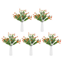 40 Unids Flores Artificiales Plantas Al Aire Libre, 40 Ramas Faux Plastic Greenery Arbustos Plantas Naranja