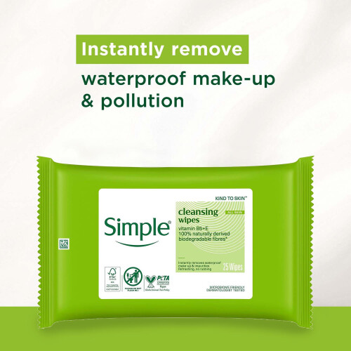 Simple Simple Biodegradable Facial Wipes 25pcs 2 Pack 1