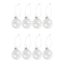 Clear DIY Baubles Shatterproof Seamless Plastic XMAS Home Tree Decor Gift - 60mm QTY:8