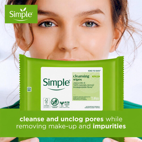 Simple Simple Biodegradable Facial Wipes 25pcs 2 Pack 2