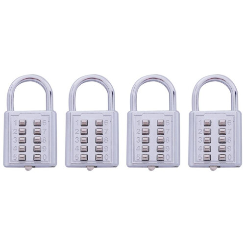 4X Anti-Theft Button Combination Padlock Digit Push Password Lock Zinc Alloy Security Lock