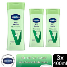 Vaseline Intensive Care Body Lotion Aloe Soothe 48H Moisture 400ml, 3 Pack