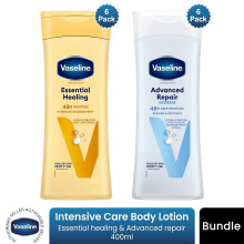 Vaseline Intensive Care Body Lotion Essential Healing & Advanced Repair 400ml, 6 Pack Each