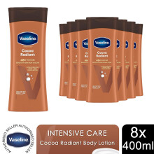 Vaseline Body Lotion Cocoa Radiant Intensive Care Dry Skin 400ml, 8 Pack