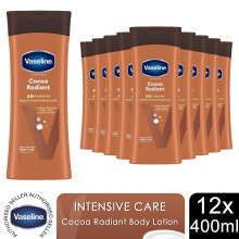 Vaseline Body Lotion Cocoa Radiant Intensive Care Dry Skin 400ml, 12 Pack