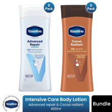 Vaseline Intensive Care Body Lotion Advanced Repair & Cocoa Radiant 400ml, 6 Pack Each