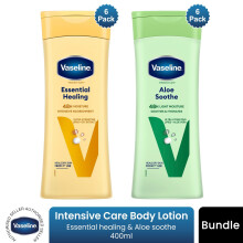 Vaseline Intensive Care Body Lotion Essential Healing & Aloe Soothe 400ml, 6 Pack Each